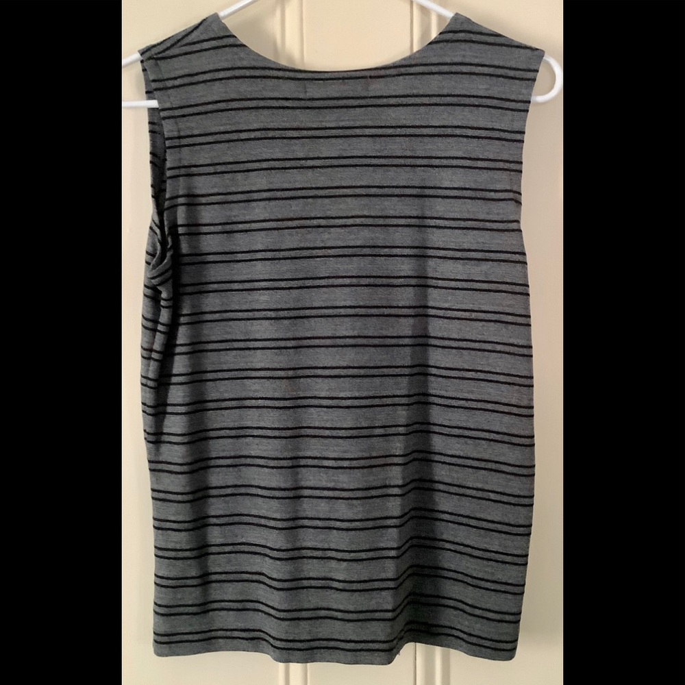 Casual Corner Sleeveless Black/Grey Striped Top - Picture 3 of 5